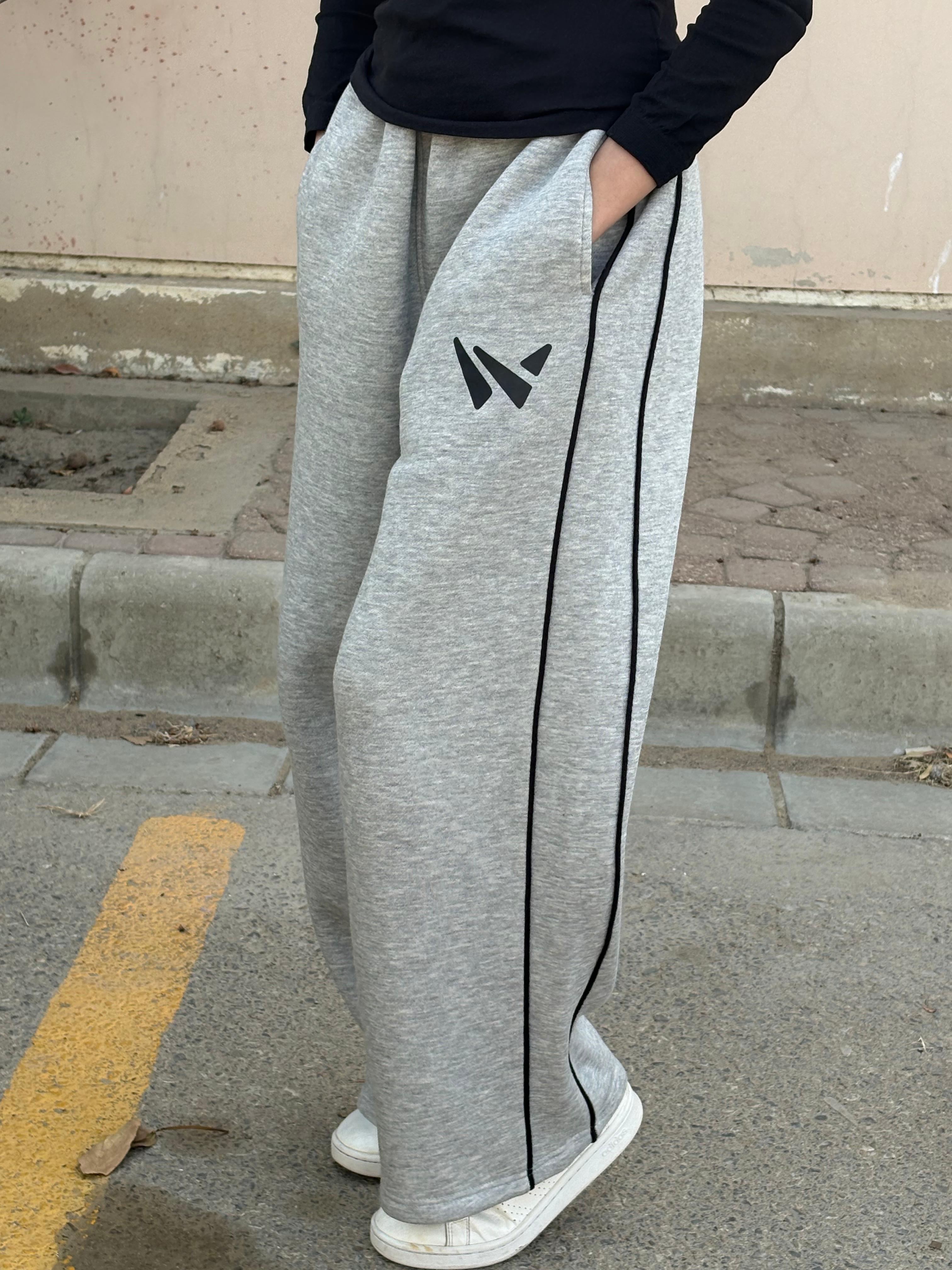 Heather Grey Wide Leg Sweatpants